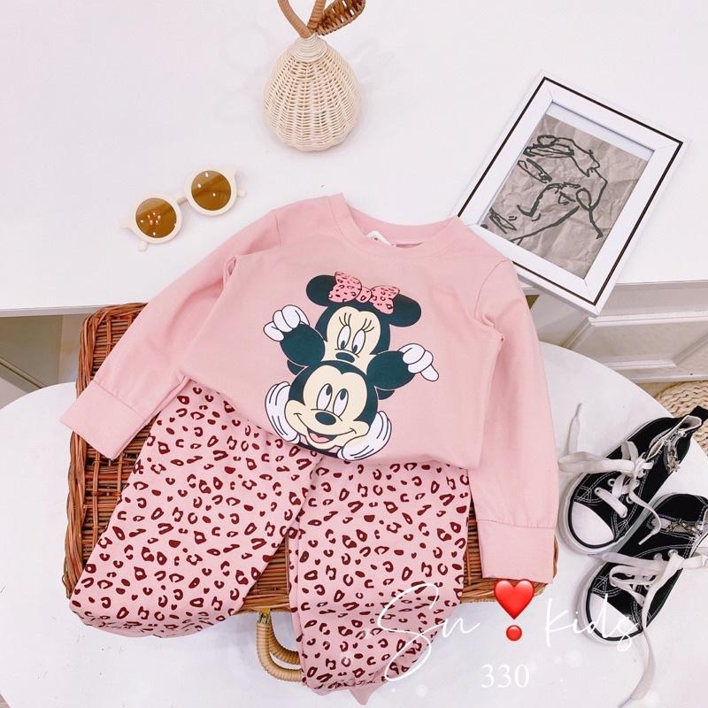 Bộ cotton hoạ tiết Mickey cực xinh cho bé gái 8-18kg