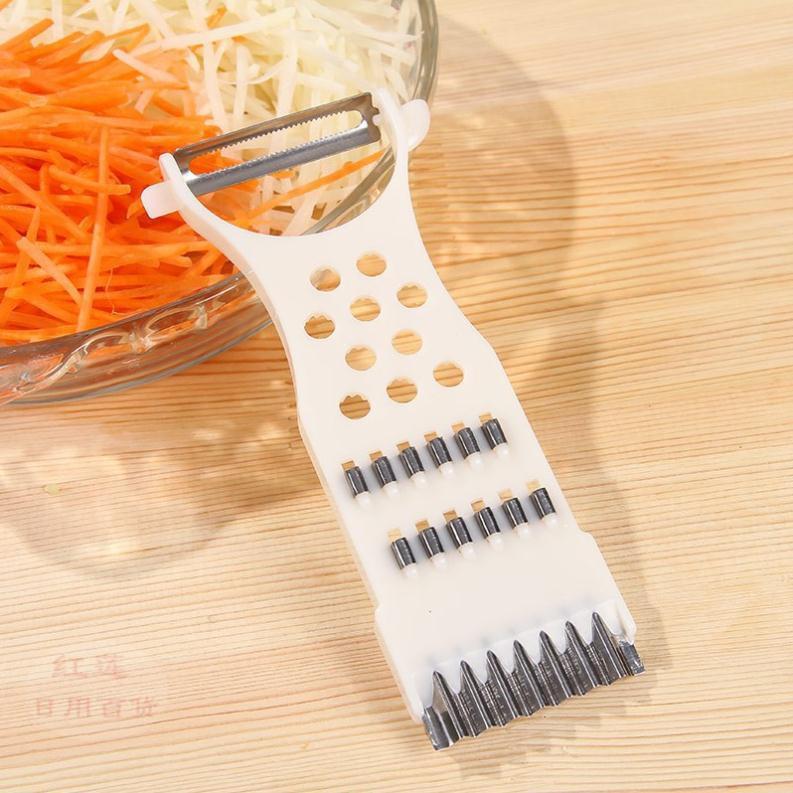 Dụng cụ bào sợi rau củ, nạo rau củ đa năng cắt, tỉa, gọt vỏ trái cây có lỗ treo bằng nhựa cao cấp màu trắng đỏ