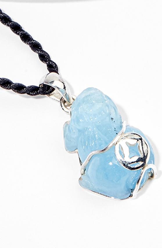 Mặt dây chuyền Tỳ Hưu đá Aquamarine bọc bạc Ngọc Quý Gemstones