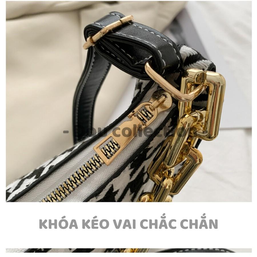 Túi Xách Đeo Chéo Thời Trang Thu Đông Phối Xích Họa Tiết HOUNDSTOOTH Sành Điệu - Mã XT031