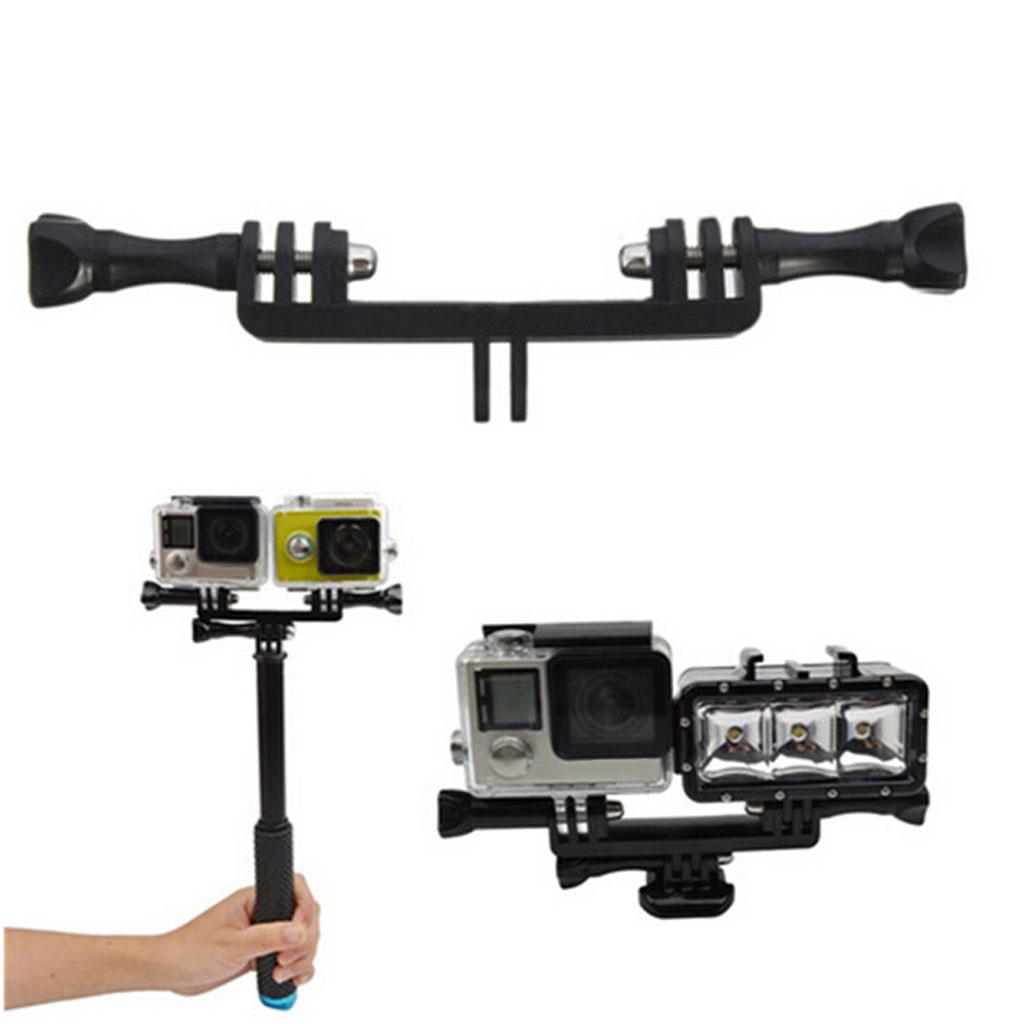 2 Way Double Monopod Mount Adapter For GoPro Hero 4 3+ 3 Xiaomi Yi 2 Camera