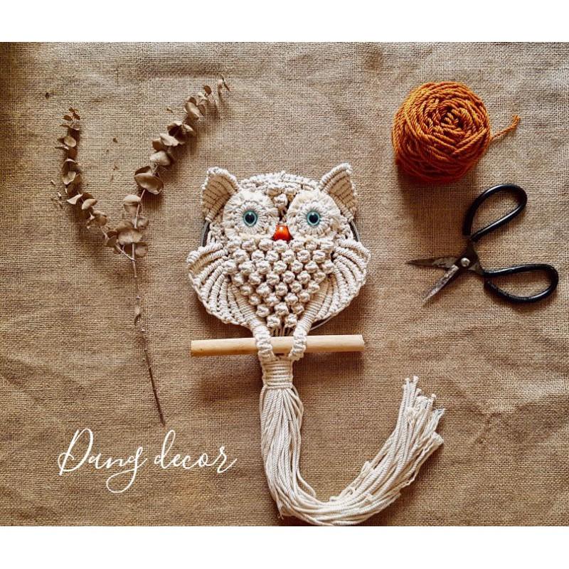 Cú macrame treo tường trang trí size nhỏ