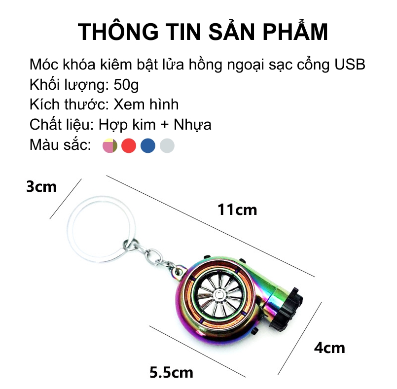 Móc khóa kiêm bật lửa (hộp quẹt) hồng ngoại sạc cổng USB