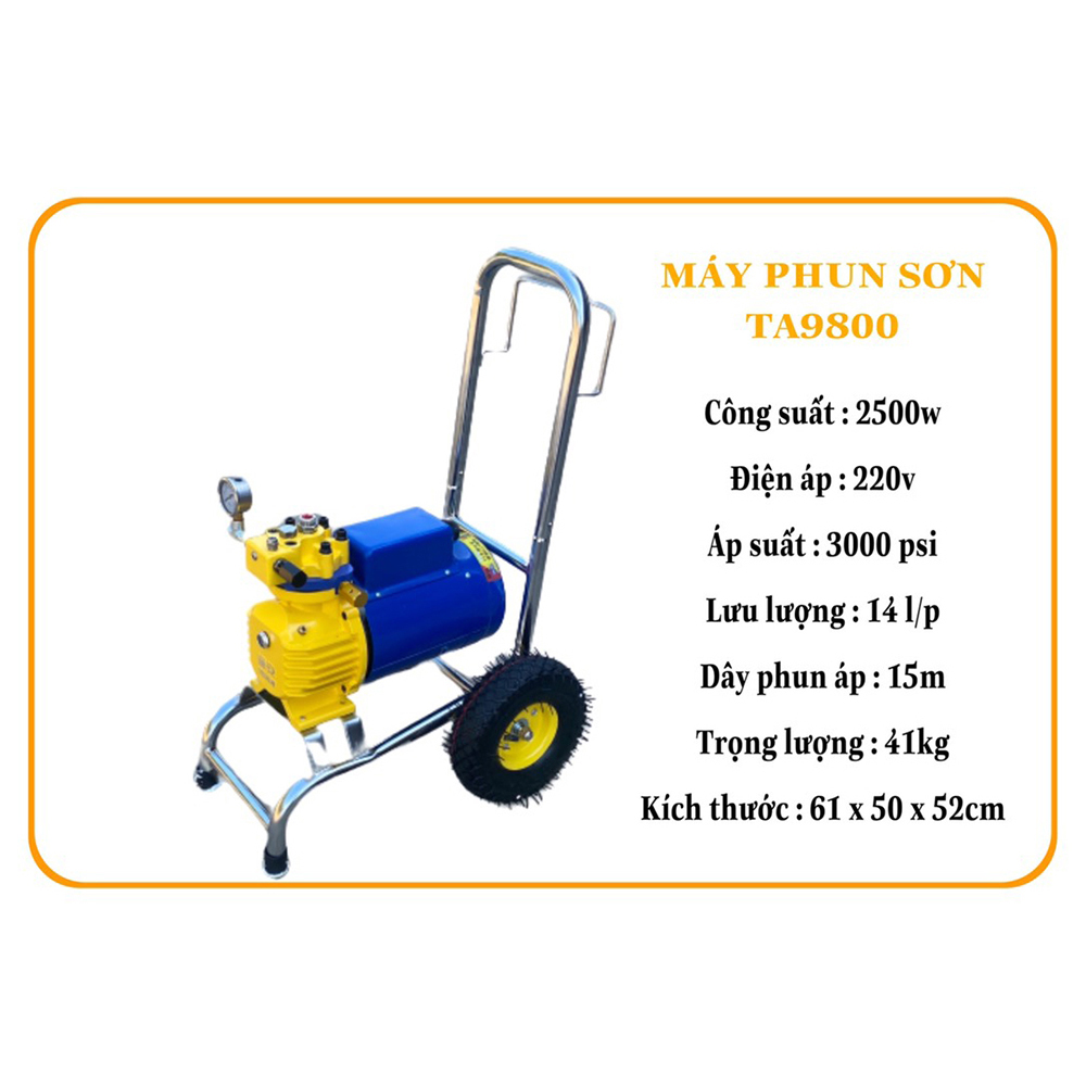 Máy Phun Xịt Sơn Bột Bả Đa Năng ABG Tuan TA-9800, Công Suất 2500W, Có Thể Phun Tới 14 Lít/Phút – Hàng Chính Hãng