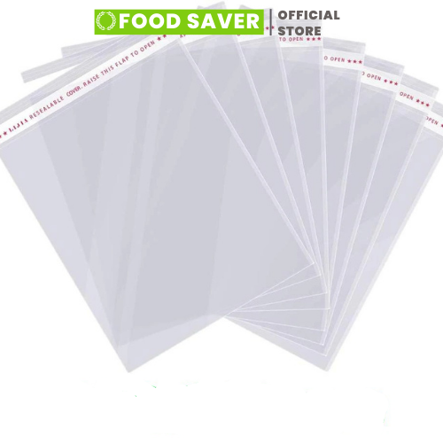 Túi bóng kính trong suốt Food saver  bộ 100 túi opp dán miệng đựng quần áo khẩu trang, phụ kiện