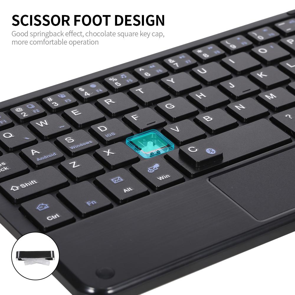 Bàn phím BT 3.0 không dây 59 phím mini siêu mỏng với Touch Pad Hỗ trợ Hệ thống Android Windows iOS