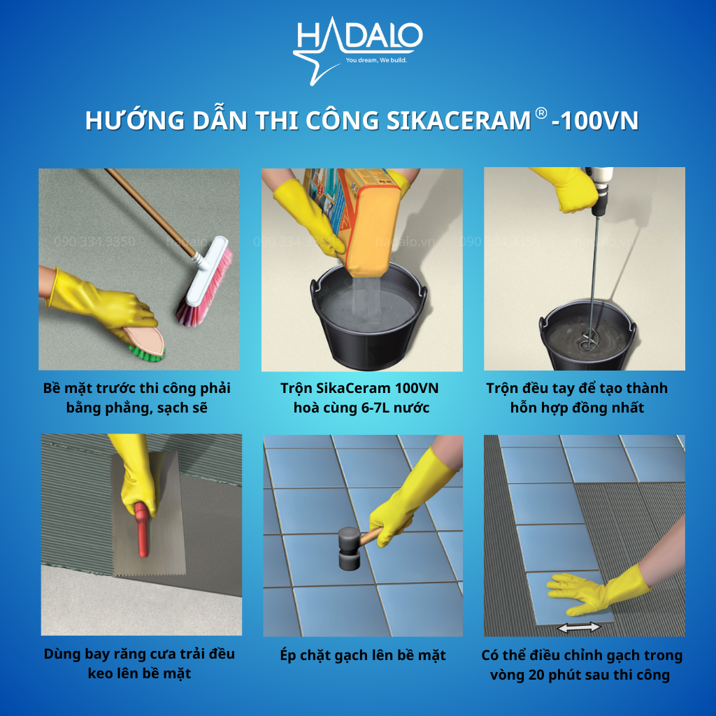 Keo dán gạch SikaCeram 100VN – Bám dính tốt, kháng nấm, kháng ẩm - 25kg