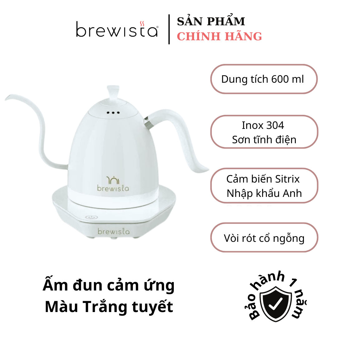 Ấm kiểm soát nhiệt độ chuyên dụng pha chế Cafe Artisan Gooseneck Variable 0.6L - Chính hãng Brewista