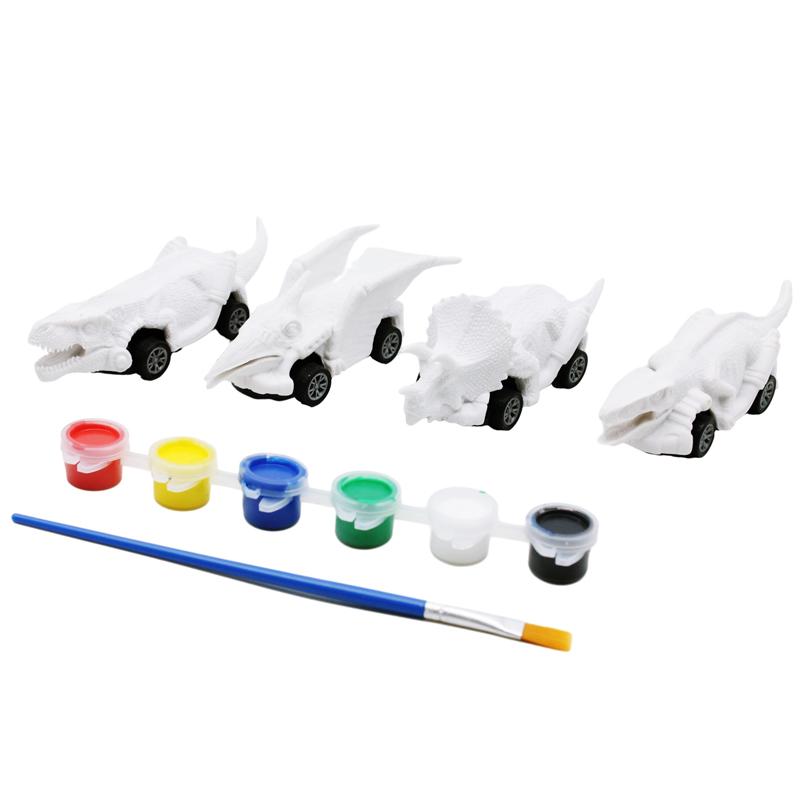 Bộ Tô Màu Khủng Long Sáng Tạo Với 4 Xe Trớn Đi Kèm - Dino Target DN82A
