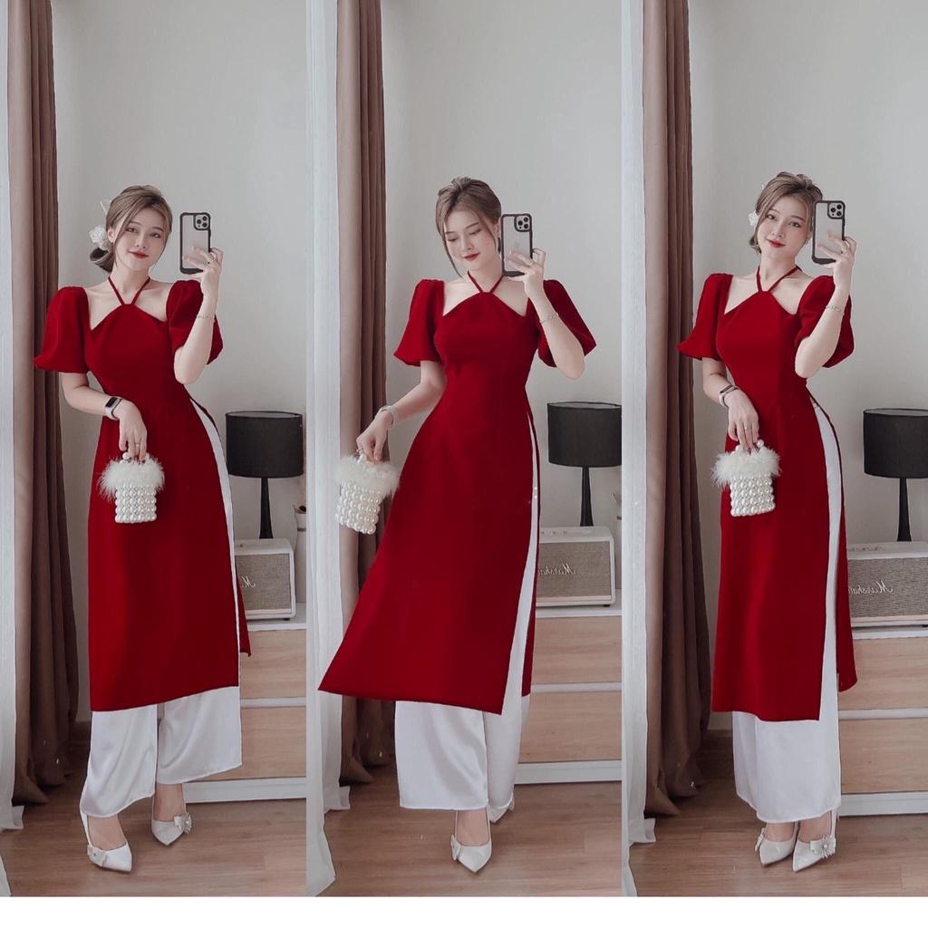 Set Áo Dài Nhung Cổ Yếm Cực Sang - YUME Y0668