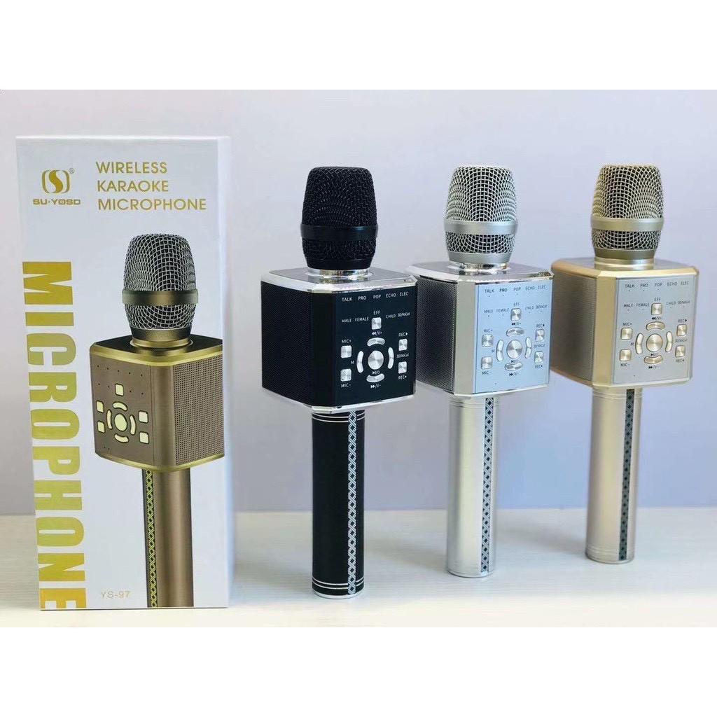 Micro Karaoke bluetooth YS 97 kết bluetooth Không Dây, Tích Hợp Loa Bass Dùng Hát Tại Nhà Hoặc Livetream