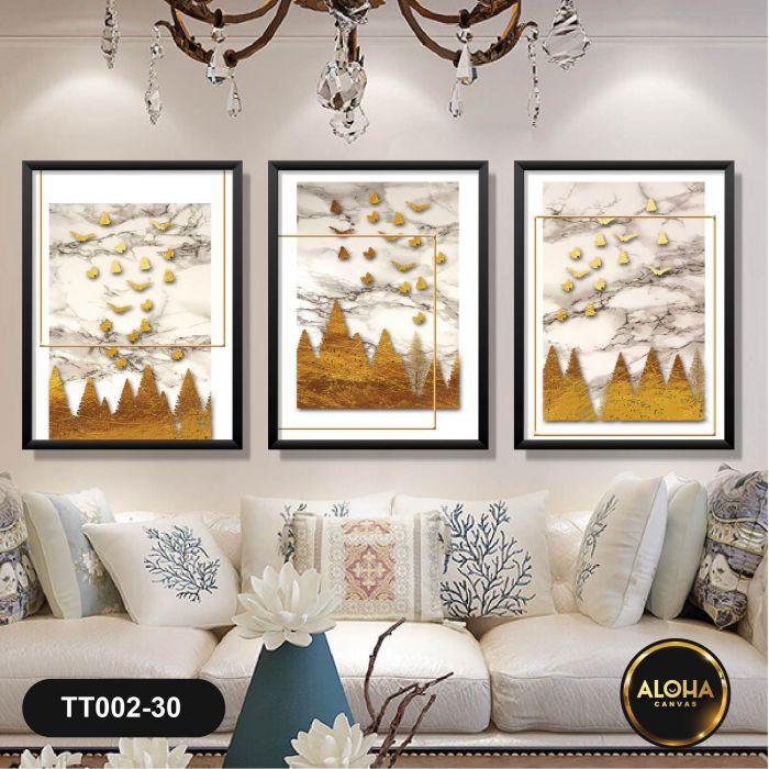 Bộ 3 Tranh Treo Tường Phòng Ngủ Hiện Đại Khung Gỗ Tranh Phòng Ăn Phòng Bếp Phòng Khách