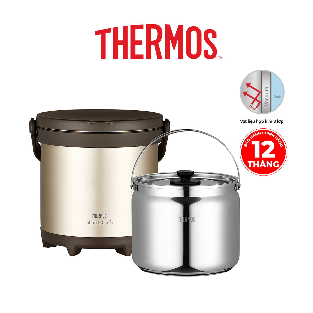 Nồi ủ Thermos TCRA-4500 Shuttle Chef (4.5L) chính hãng - Bảo hành 24 tháng