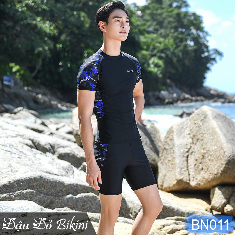 Bộ bơi nam cộc tay quần sooc đùi thể thao khỏe khoắn, chất bơi thun lạnh Spandex cao cấp dày đẹp, co giãn đa chiều | BN011