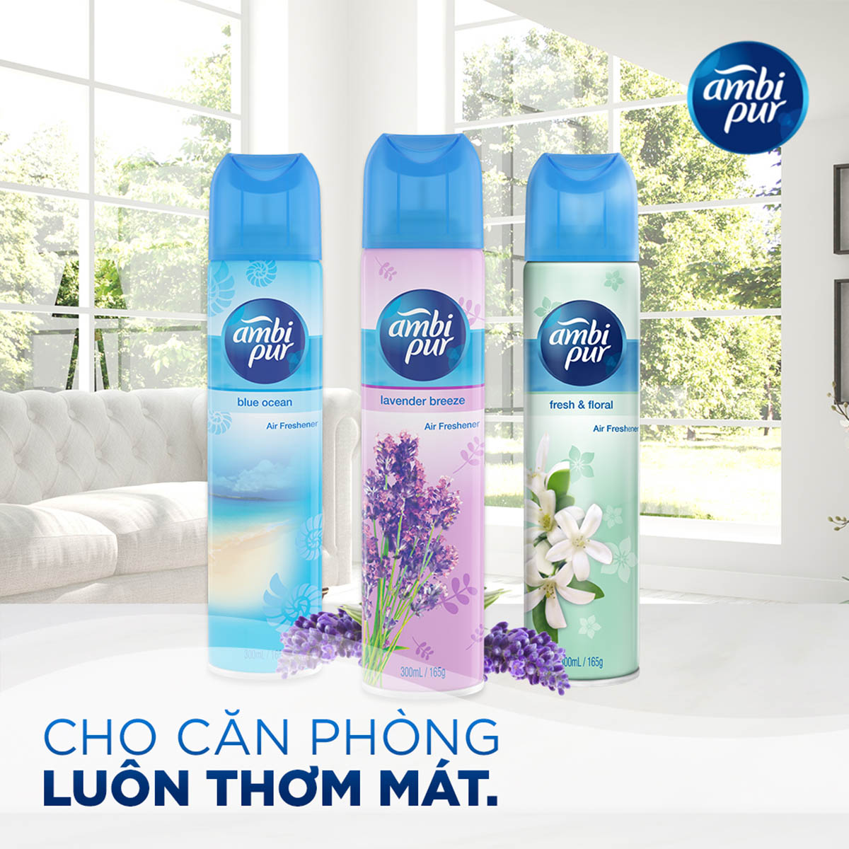Xịt Thơm Phòng AMBIPUR Aerosol Chai 300 ML - Hương Hoa Tươi Mát