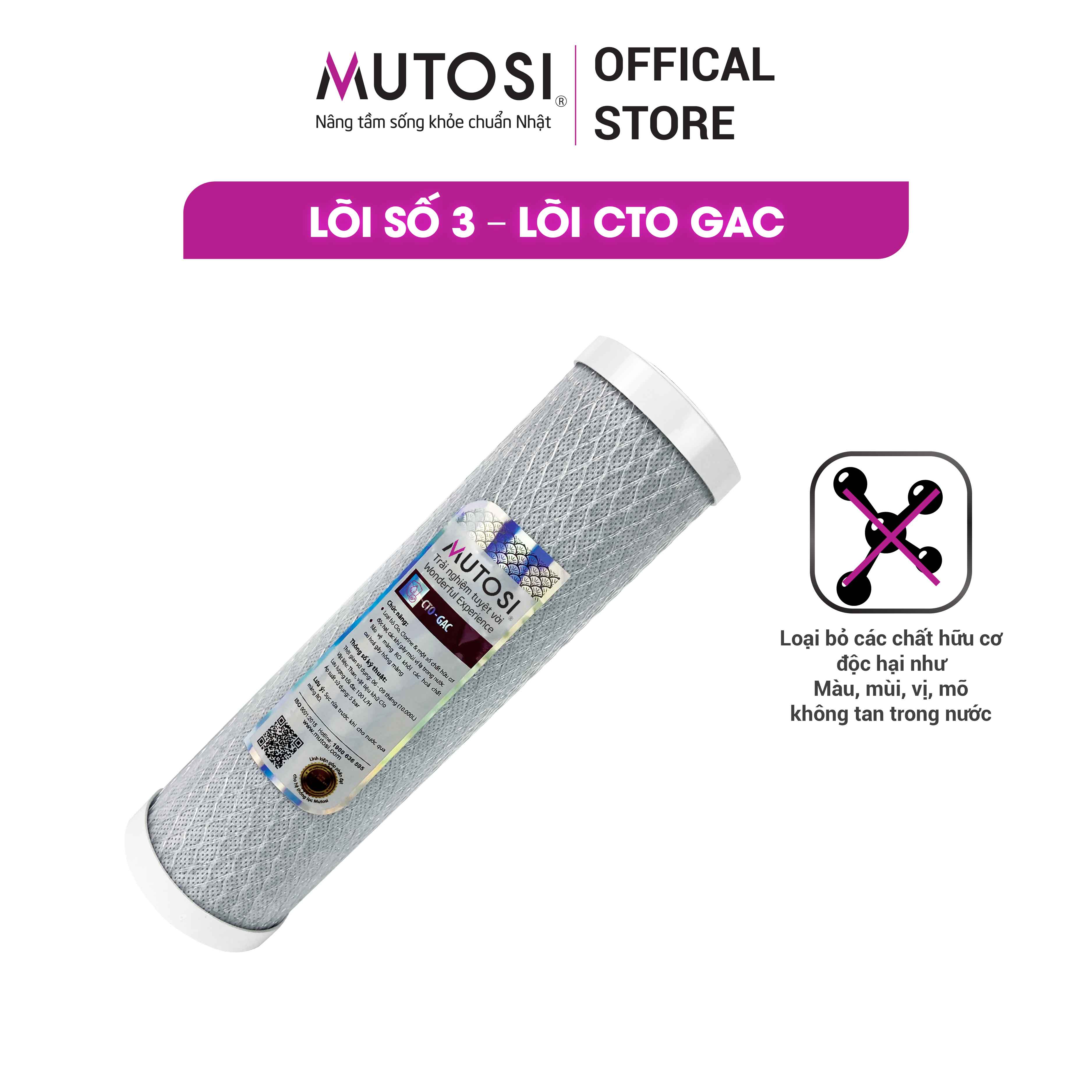 Lõi lọc nước Mutosi Số 2/3 - Tích hợp PP1 và CTO