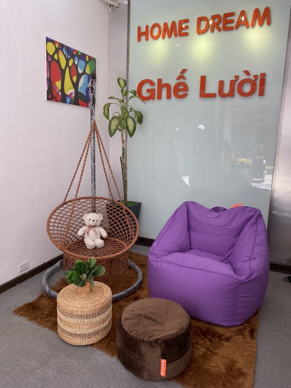Ghế Lười Sofa Góc Màu Tím Home Dream