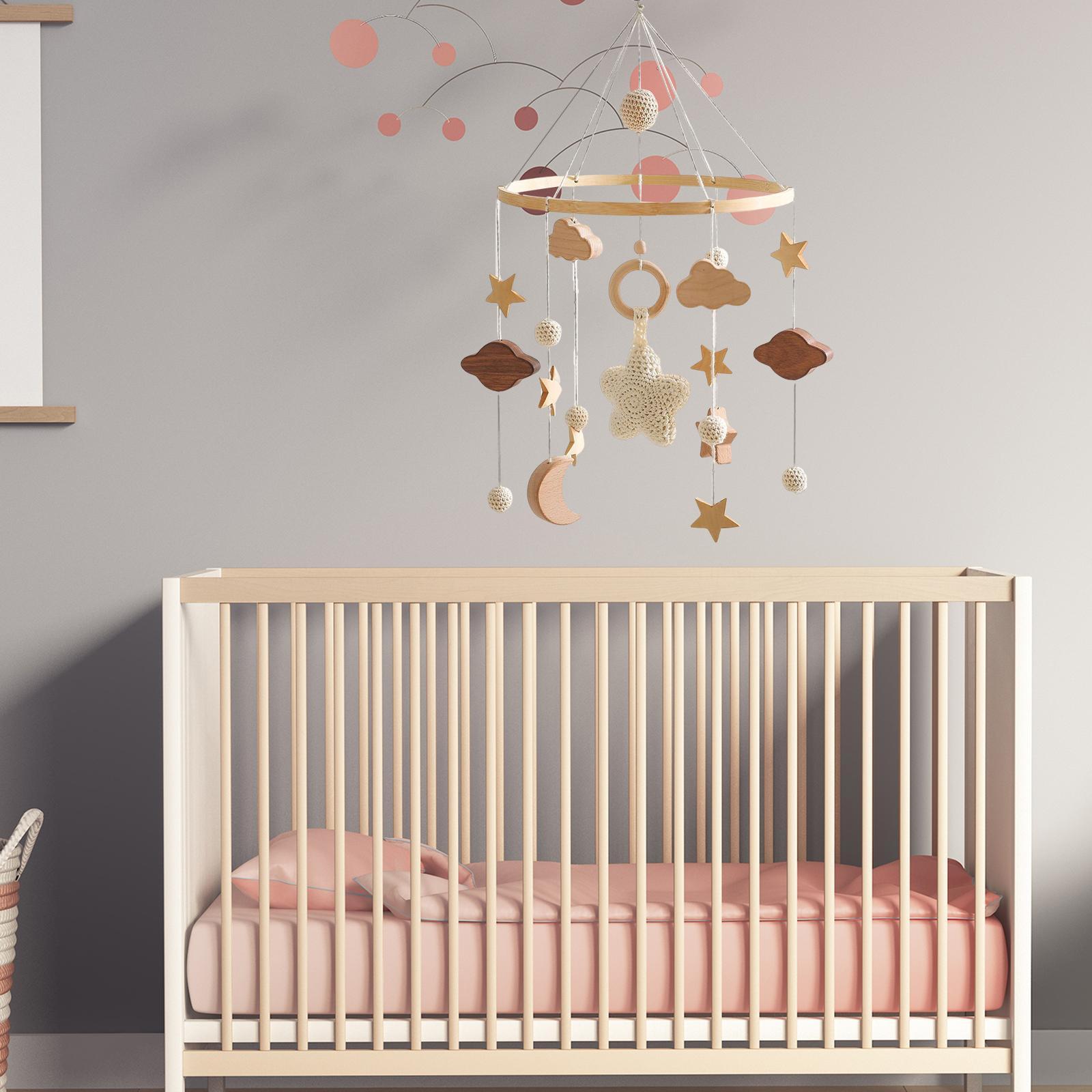 Wood Nursery Crib Mobile Photography Props for Toddler Infant Ornaments