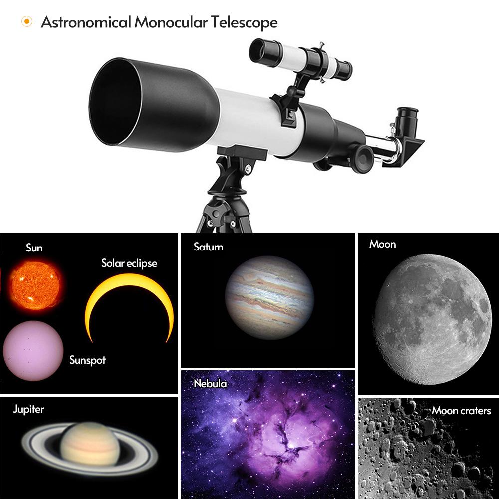 15X-75X 60mm Astronomical Refracting Telescope Monocular Telescope with Tripod Moon Filter Teleconverter Finderscope