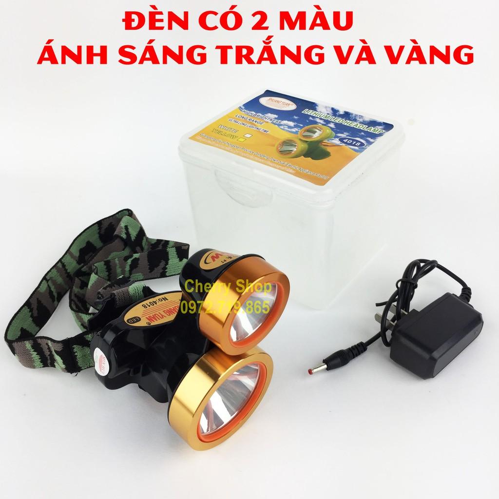 (KHUYẾN MẠI) Đèn Pin Đội Đầu bóng led ánh sáng mạnh chống nước (kín nước) NO 4018 2 Màu Ánh sáng vàng và Ánh sáng trắng