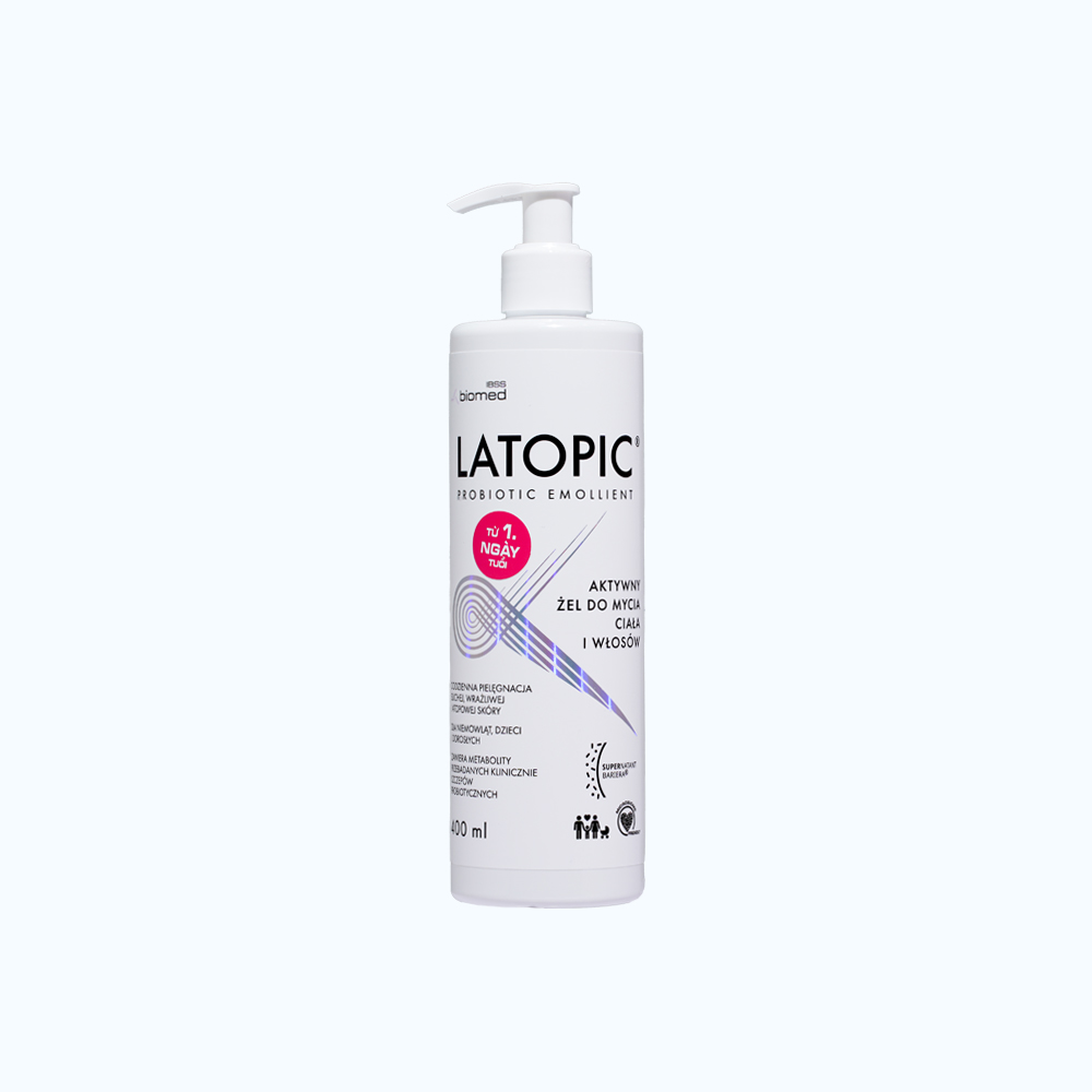 Gel tắm gội Latopic Body and Hair Wash làm sạch nhẹ nhàng, giữ ẩm và tái tạo da (400ml)