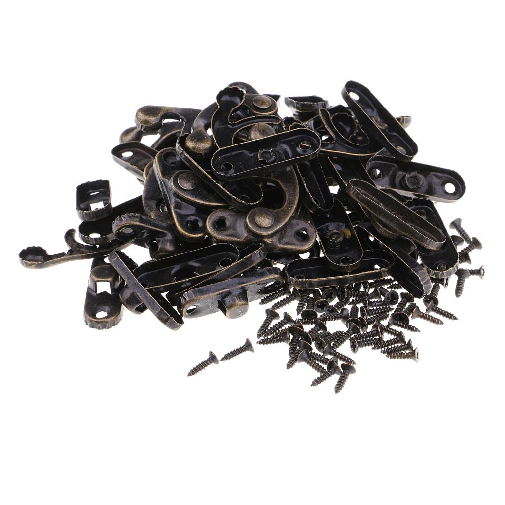 20 Sets Antique Decorative Cabinet Jewelry Box Wooden Box Hasp Latch Hook Lock Clasp Fasteners With Screws