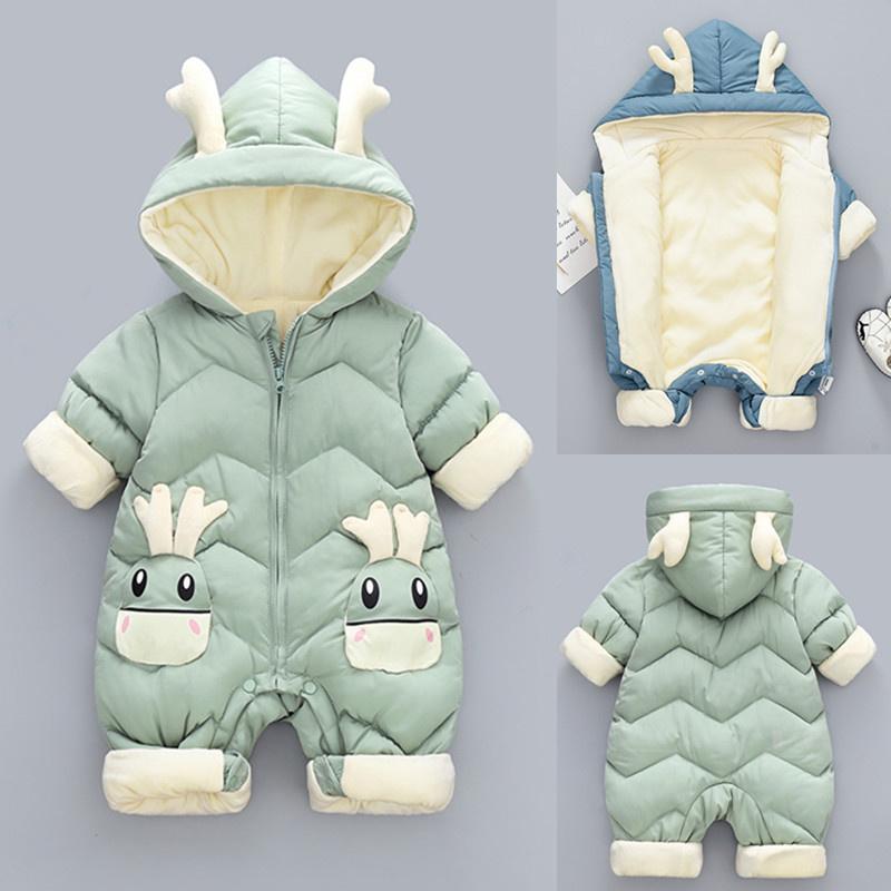 Mới Sinh Ấm Cho Bé Áo Khoác Mùa Đông Có Mũ Trùm Đầu Lớp Phủ Rompers Dày Bộ Trang Phục Jumpsuit Áo Liền Quần Snowsuit Trẻ Em Bé Trai Quần Áo Quần Áo Trẻ Em