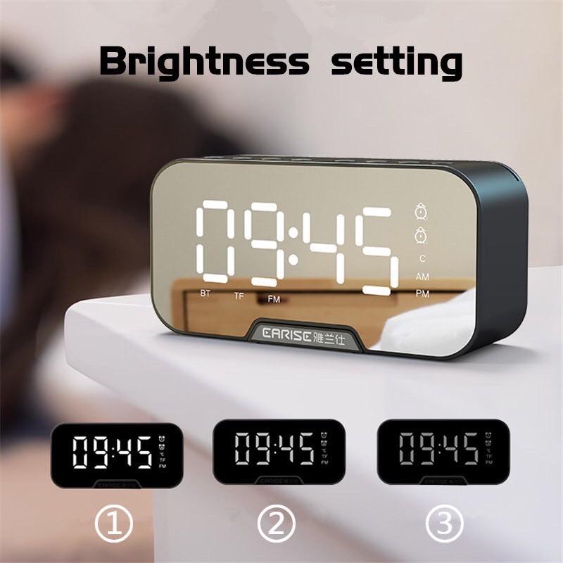 Loa Bluetooth Kiêm Đồng Hồ G10 Mặt Gương Hiển Thị Đèn Led - Đài FM - Đồng Hồ Báo Thức