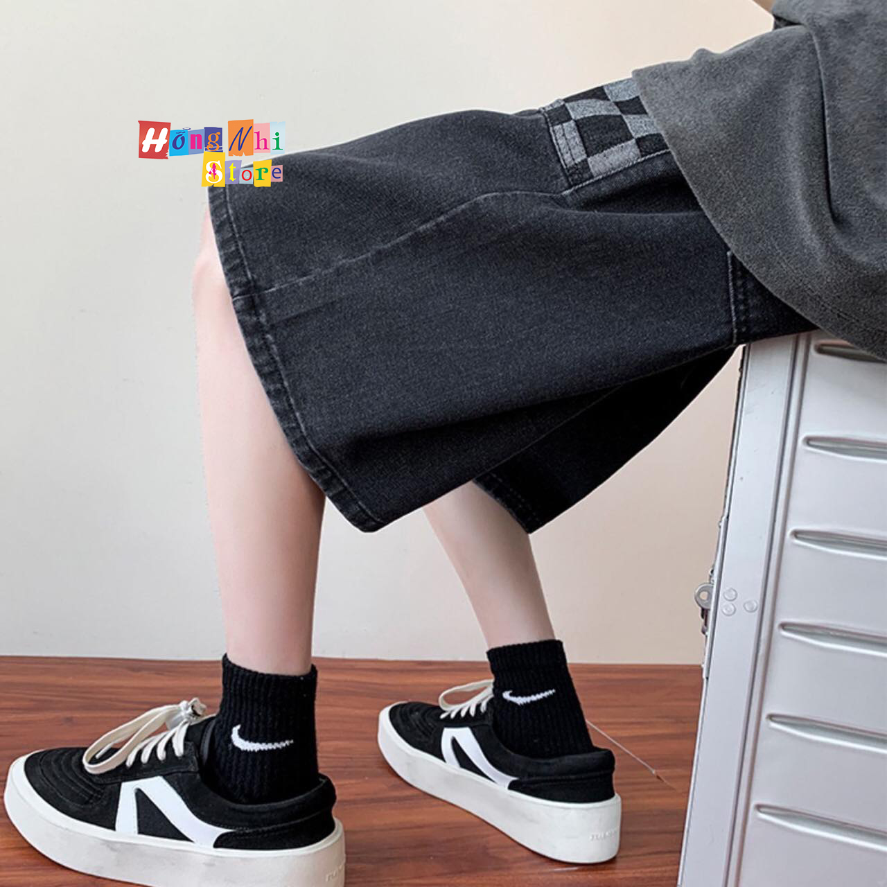 Quần Short Jean Đùi Nam Caro Chun Thun Ống Rộng Ulzzang - MM
