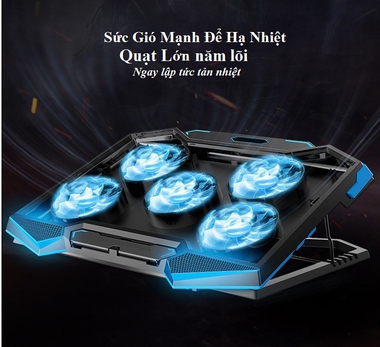 Đế Tản Nhiệt Q17.3 Với 5 Quạt Mạng Mẽ Giúp Bảo Vệ Máy Tính Laptop Có Đèn LED