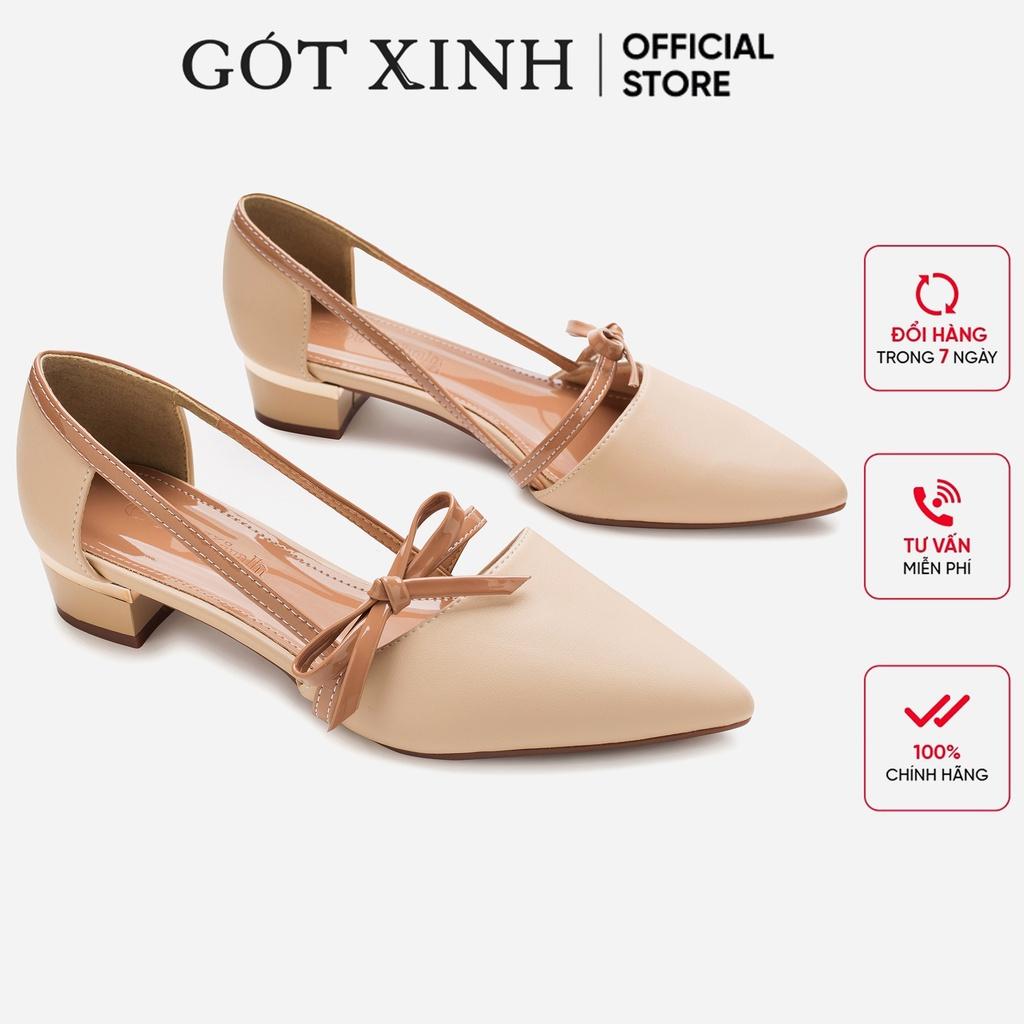 Giày cao gót nữ GÓT XINH G10 da mờ đế vuông cao 3cm