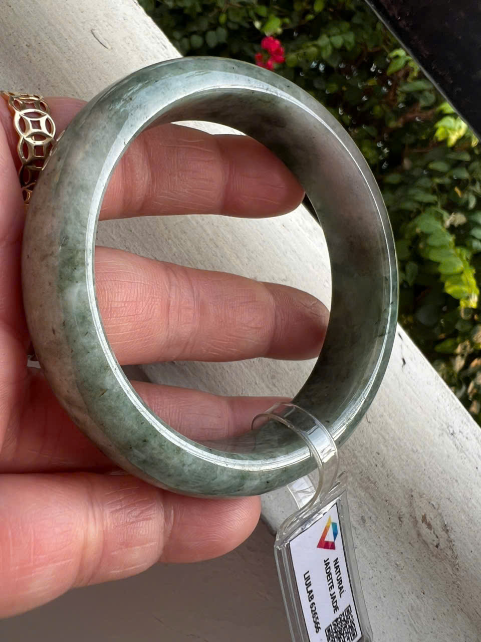 Vòng Tay Nữ Đá Cẩm Thạch Tự Nhiên Bản Hẹ Type A Ni 56mm Cao 14mm Dầy 8mm Kiểm Định Liulab 626566 Màu Xanh Đậm Bông Trắng bóng sang đẹp xinh xắn các Chị mệnh Kim mệnh Thủy 53kg - 59kg đeo tay sang sịn ạ