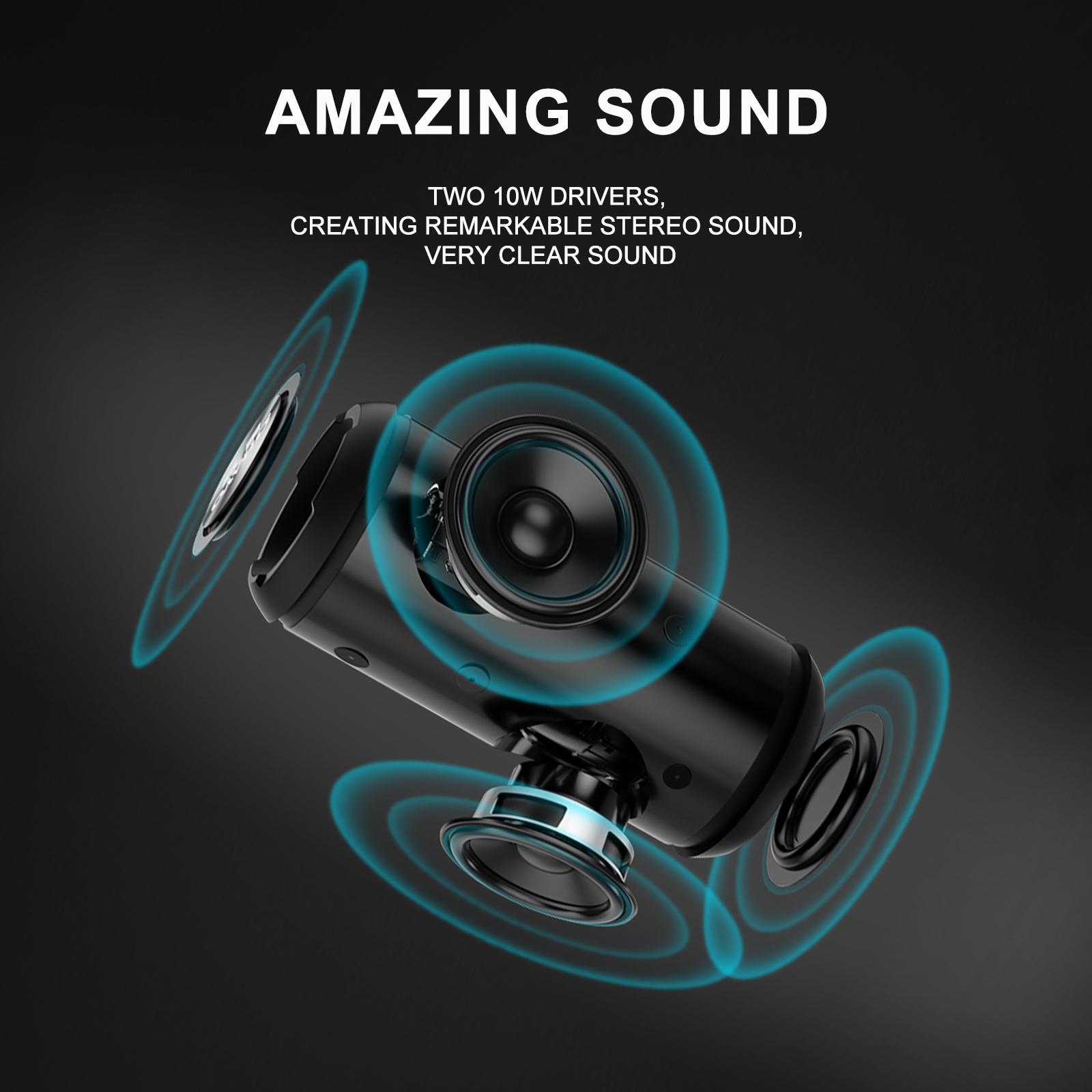 Loa bluetooth di động bạn ipx7 không thấm nước 20 giờ chơi loa siêu trầm TWS 20W âm thanh nổi xung quanh loa không dây ngoài trời