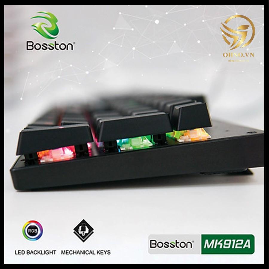 Bàn Phím Có Dây Máy Tính Bàn Đèn Led Bosston MK912A Bàn Phím Cơ Gaming Cao Cấp hàng chính hãng