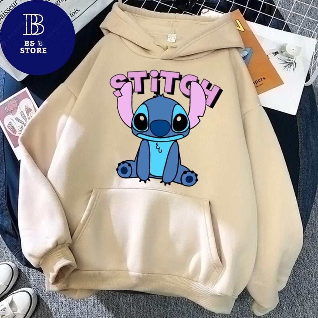 ÁO KHOÁC HOODIE NỈ UNISEX IN STITCH SIÊU CUTE ÁO KHOÁC HOODIE LOCAL BRAND