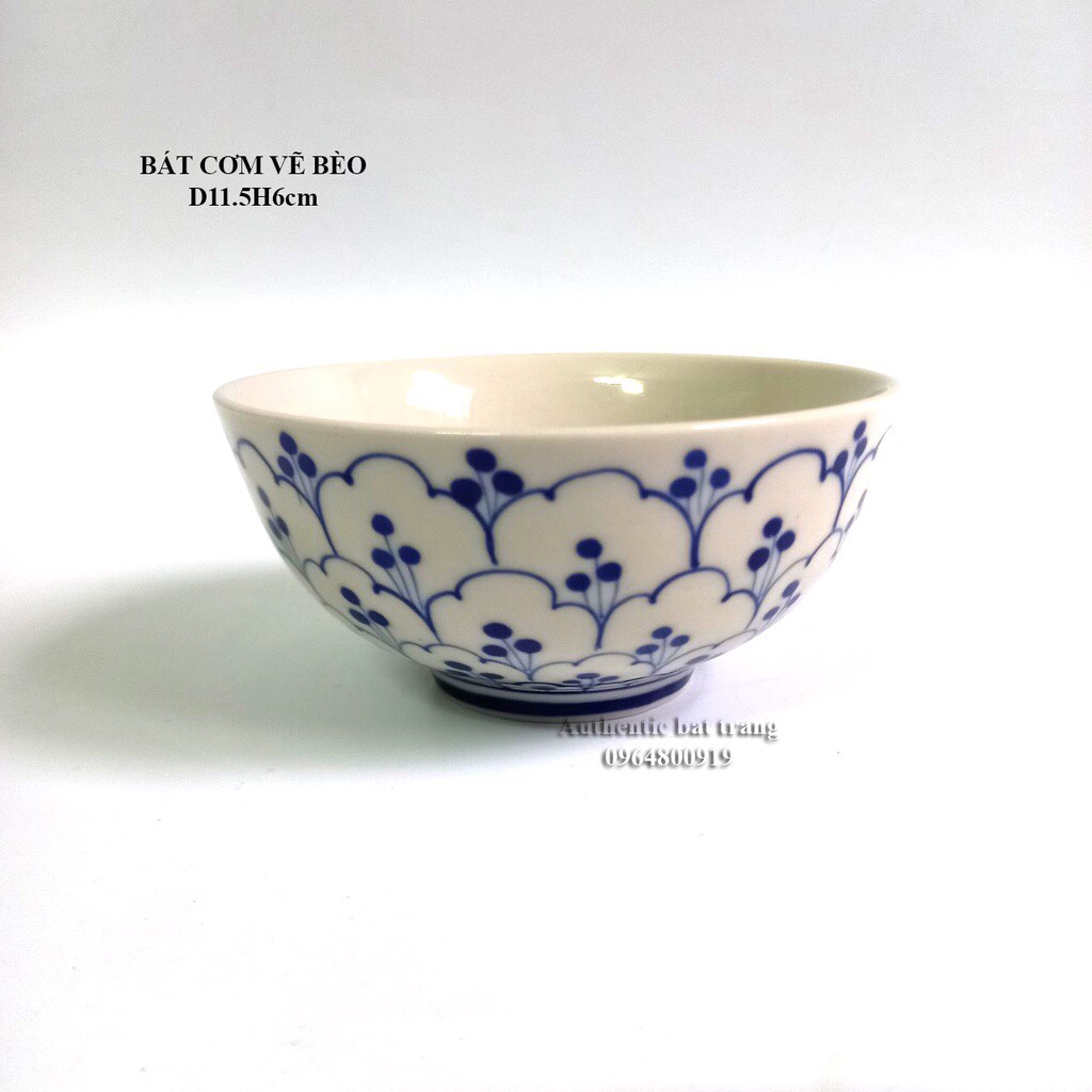 Bát ăn cơm cao cấp D11.5H6cm họa tiết Vẽ tay thủ công siêu đáng yêu - Xưởng gốm sứ cao cấp Authentic bat trang