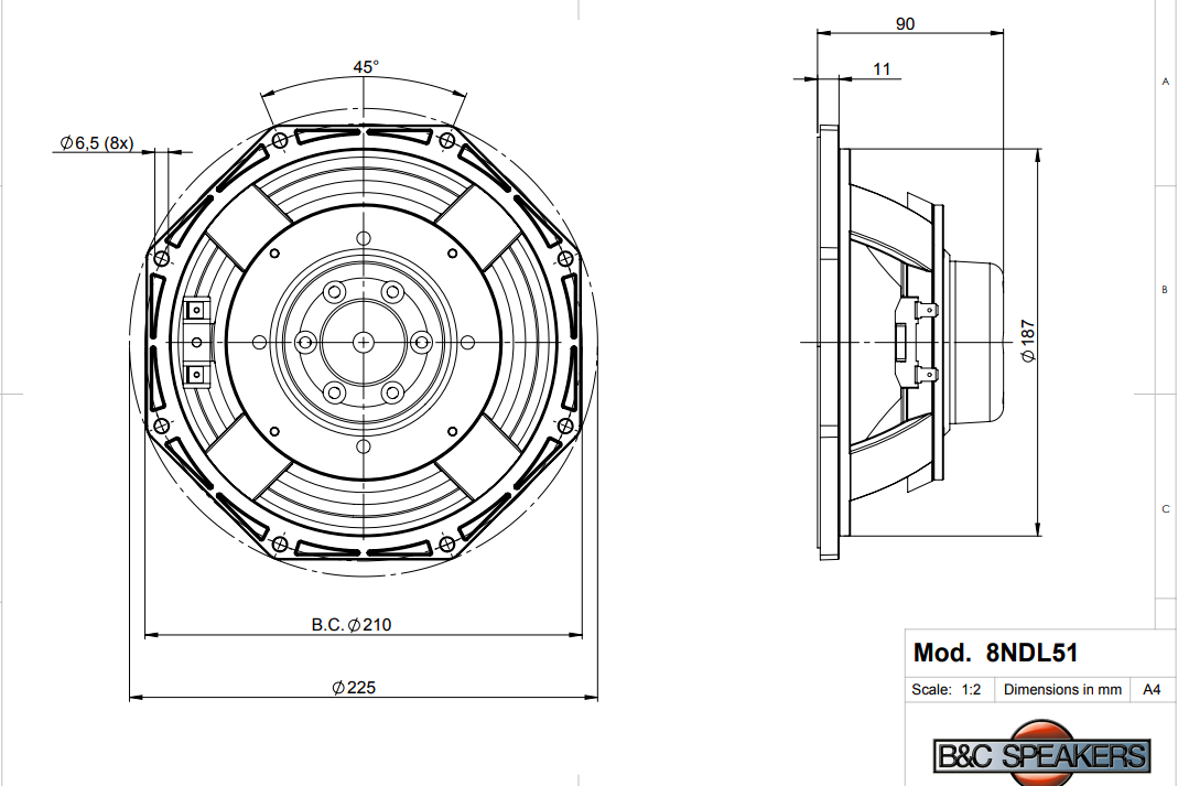 Loa rời 2 tấc từ Neo 8NDL51 B&amp;C Speaker Italia - Hàng Chính Hãng