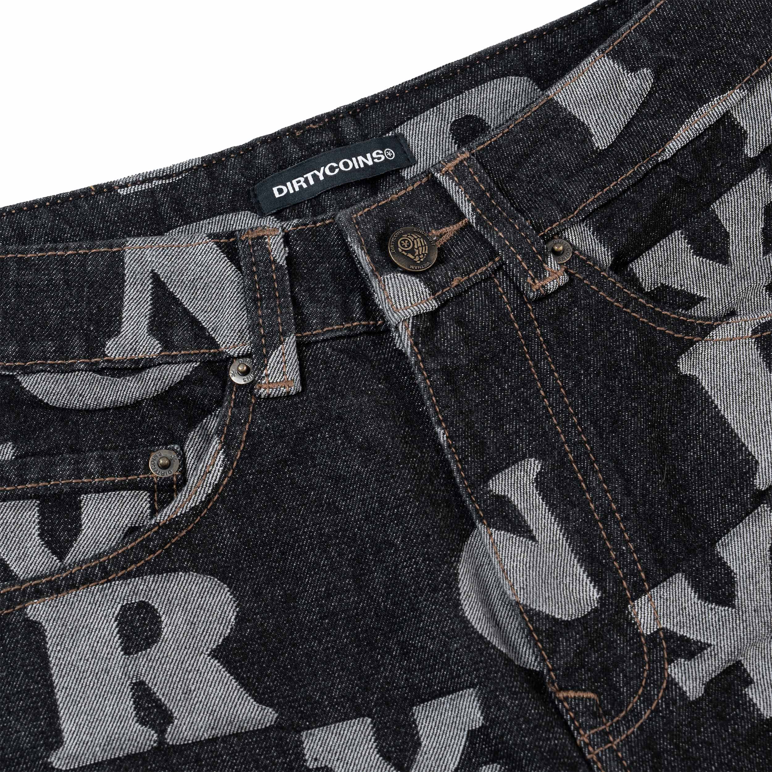 Quần DirtyCoins Denim Letter Monogram - Black