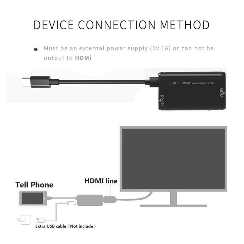 USB-C Type C USB 3.1 Male to Female HDTV 1080p Adapter Cable Lead Cord