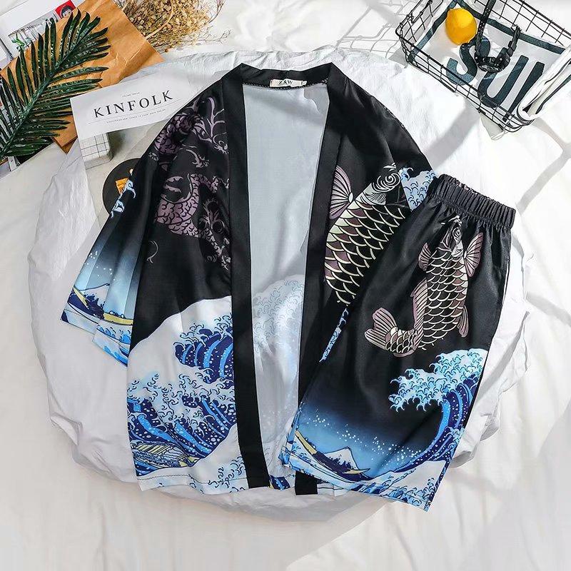 Set Áo Sơ Mi Ngắn Tay + Quần Short In Họa Tiết Thời Trang Mùa Hè Dành Cho Nam