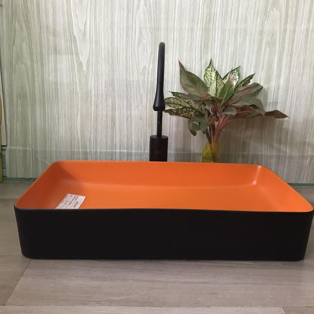 LAVABO VUÔNG ĐEN CAM