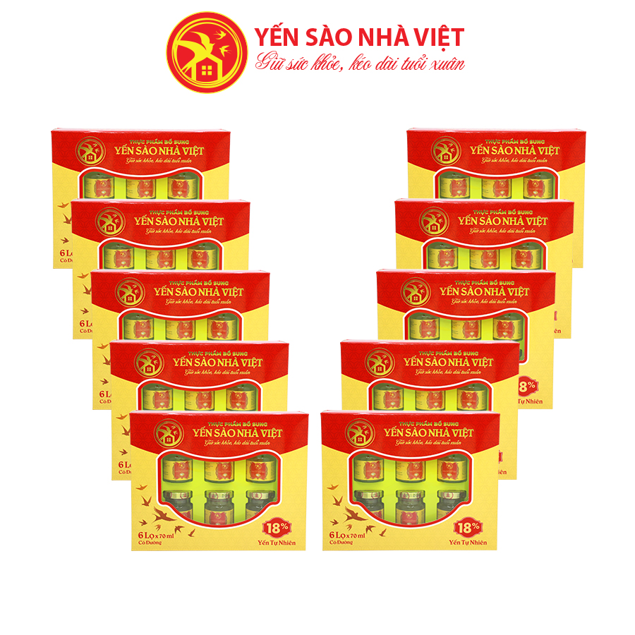 Combo 10 Hộp Yến Nhà Việt 18% Có Đường