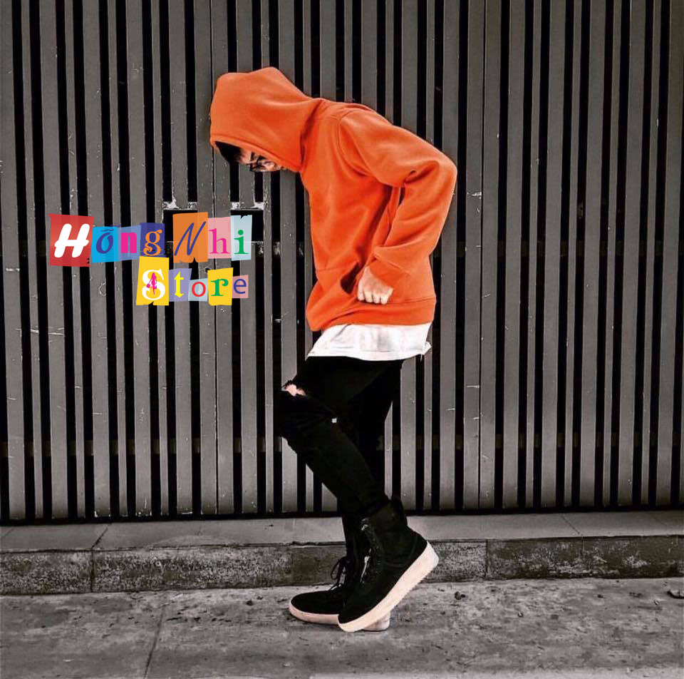 Áo Hoodie Trơn Màu Cam Cao Cấp Dáng Rộng Unisex Nam Nữ Mặc Được - MM