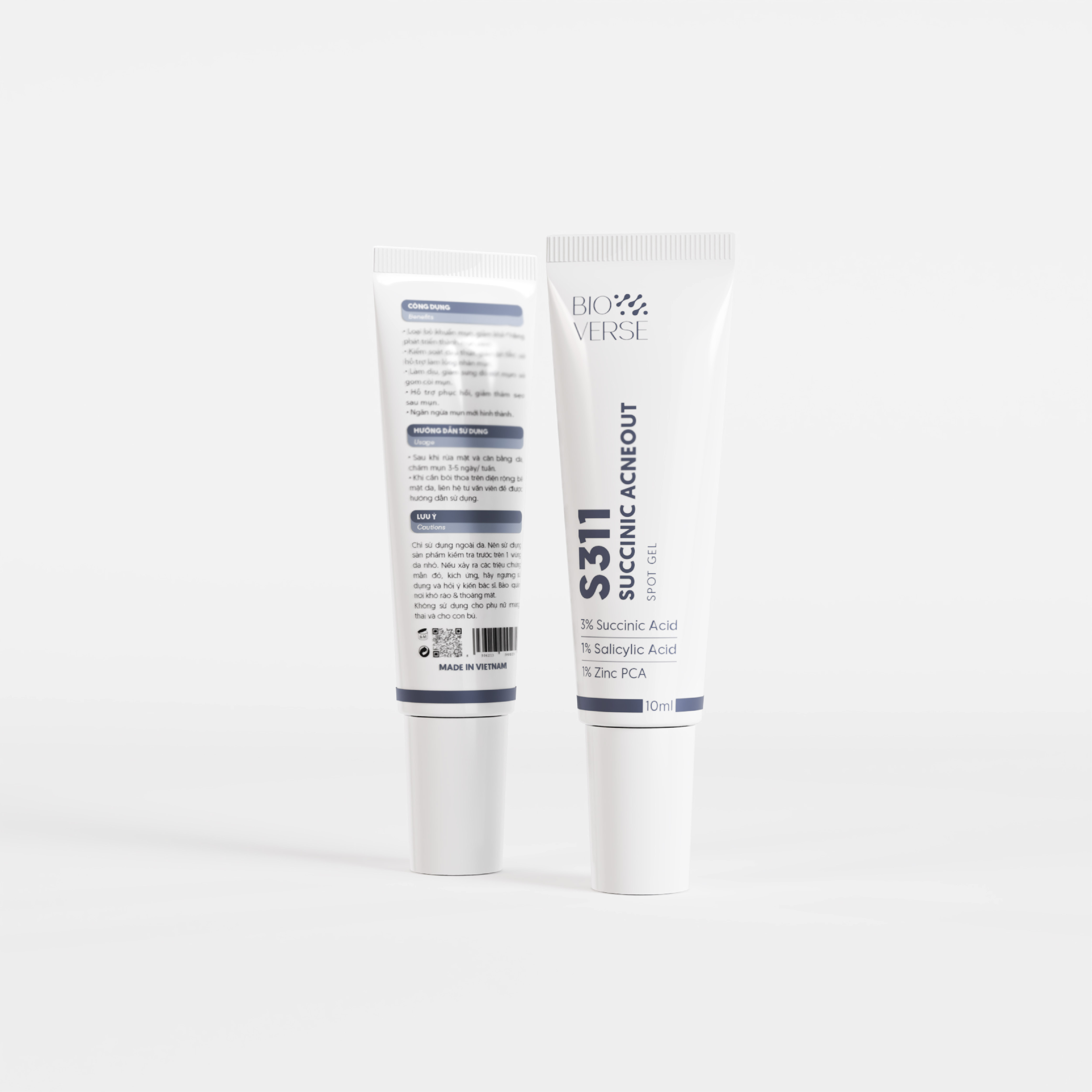 Gel chấm mụn 3% Succinic acid + 1% Salicylic Acid hỗ trợ giảm khuẩn và se còi mụn Bioverse S311 Succinic Acneout 10ml