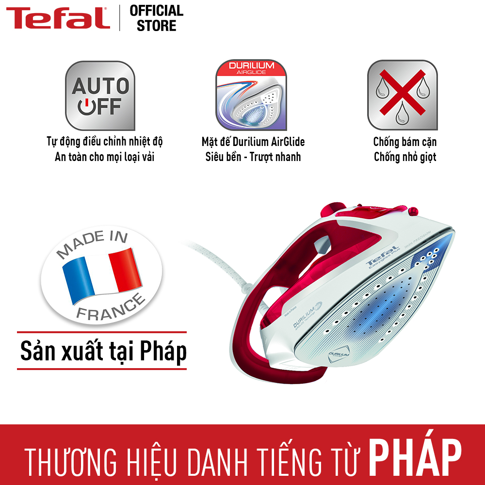 Bàn ủi hơi nước Tefal FV5717E0-2500W, sản xuất tại Pháp - Hàng chính hãng