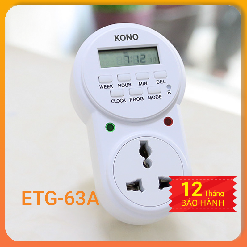 Ổ Cắm Điện Hẹn Giờ KONO ETG-63A - Hẹn Giờ Lên Đến 20 Chu Kỳ Bật Tắt