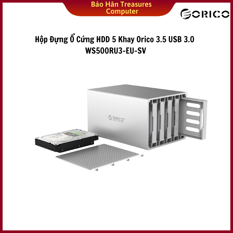 Hộp Đựng Ổ Cứng HDD 5 Khay Orico 3.5'' USB 3.0 WS500RU3-EU-SV Hàng Chính Hãng