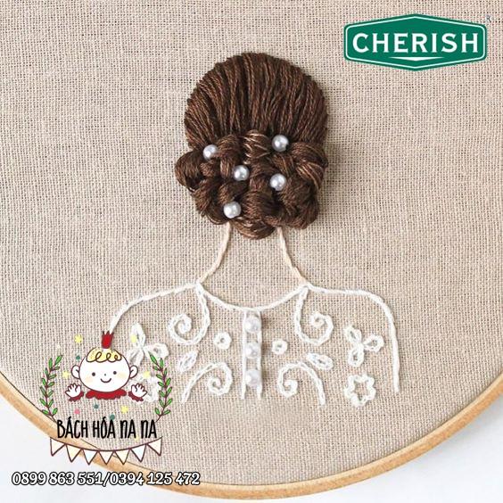 DIY Bộ kit tự thêu tranh cô gái đáng yêu-làm tóc cho cô gái -tự thêu trang trí nhà cửa Decor Handmade - Na Na Shop