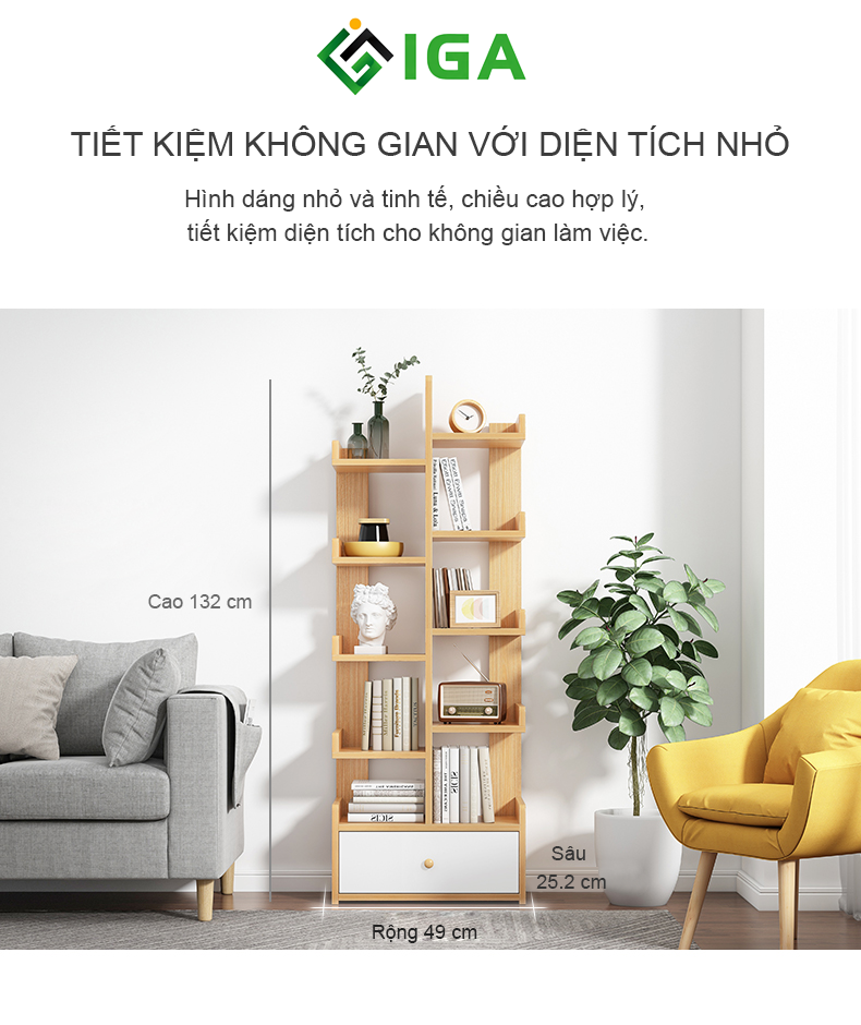 Giá Sách Hình Cây Có Hộc Đựng Đồ Phong Cách Nordic Thương Hiệu IGA - GP171