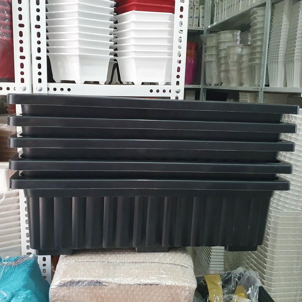 Bộ 05 chậu dài sọc nhựa dày trồng rau, hoa size 64x22x19cm-Tại HCM